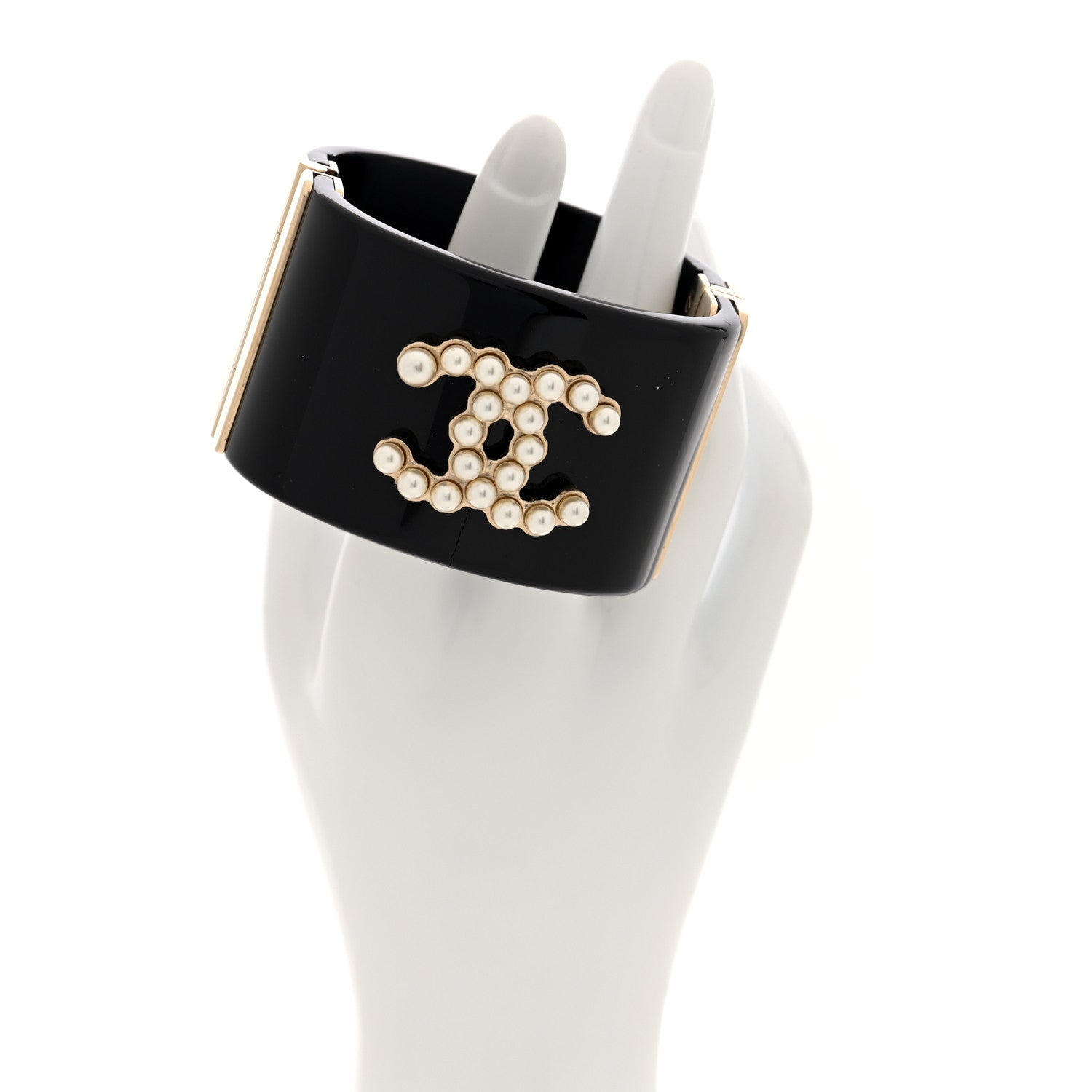 Chanel Resin Pearl CC Cuff Black 2 of 5
