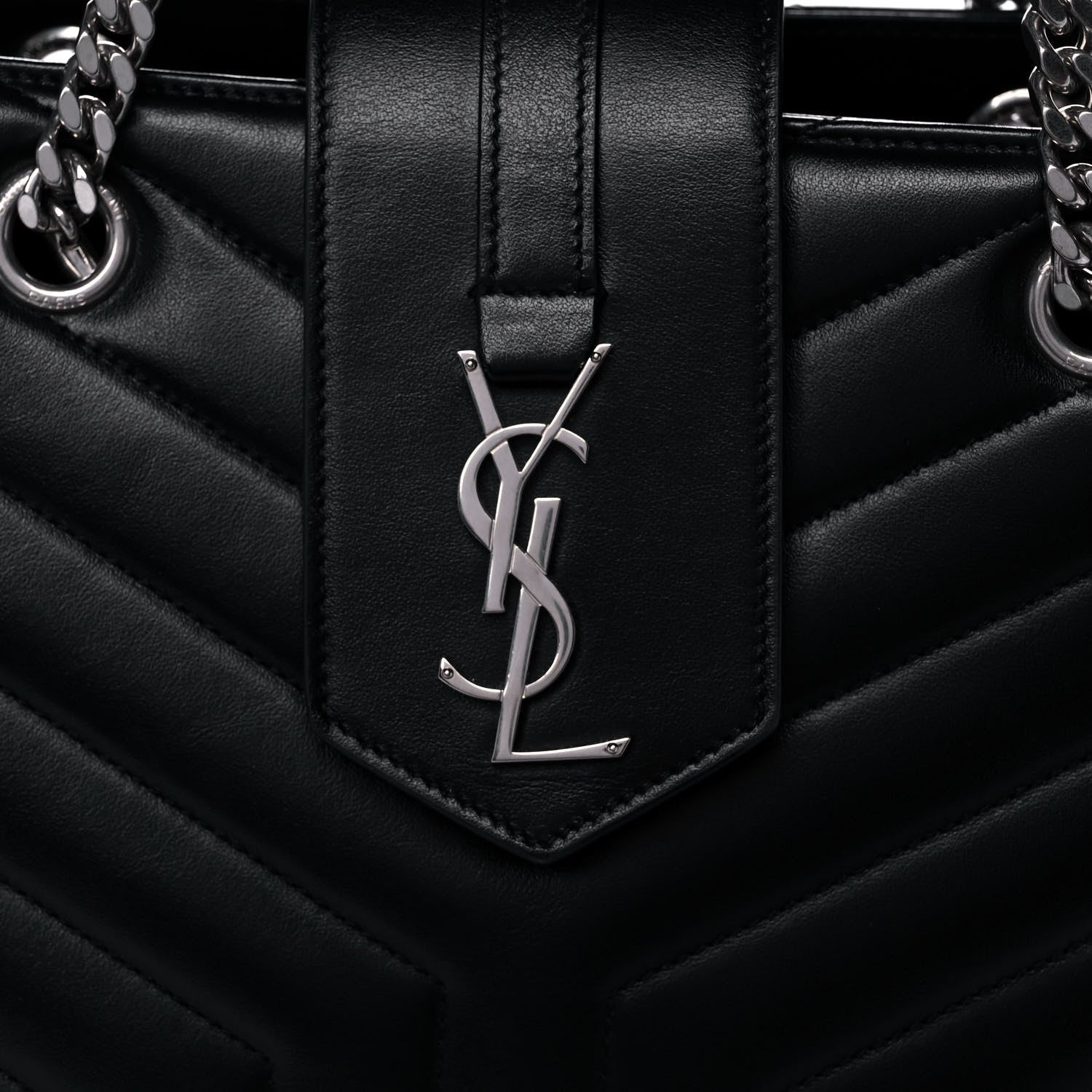 Saint Laurent Calfskin Y Quilted Monogram Large Loulou Shopper Black 9 of 13