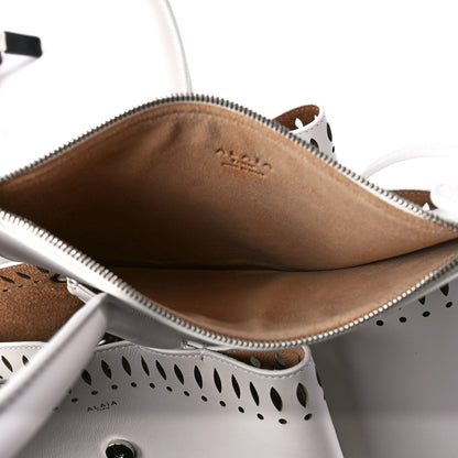Alaia Calfskin Laser Cut Angele 20 Top Handle Bag White 7 of 13