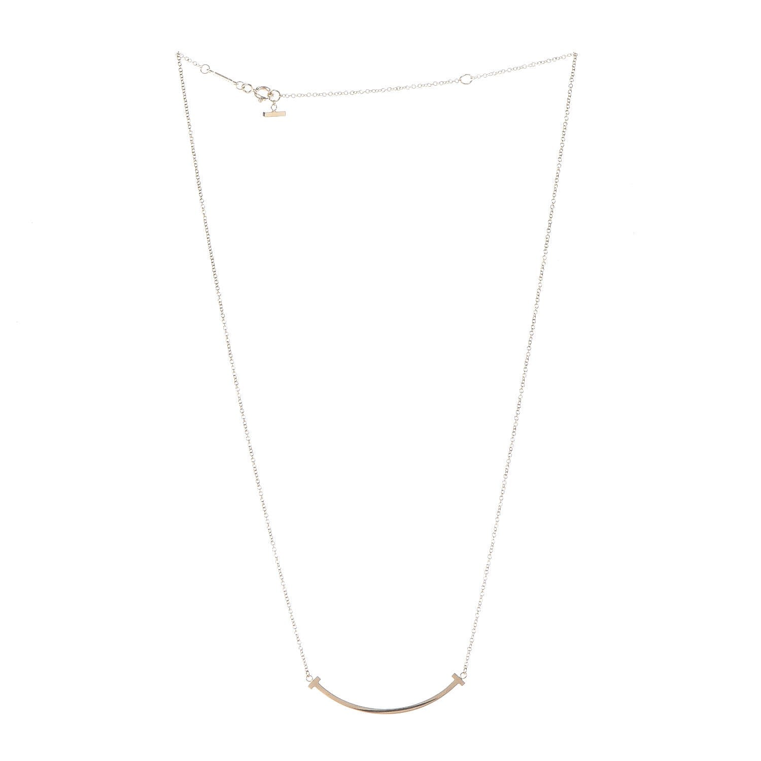 Tiffany 18K Yellow Gold Small T Smile Pendant Necklace 4 of 8