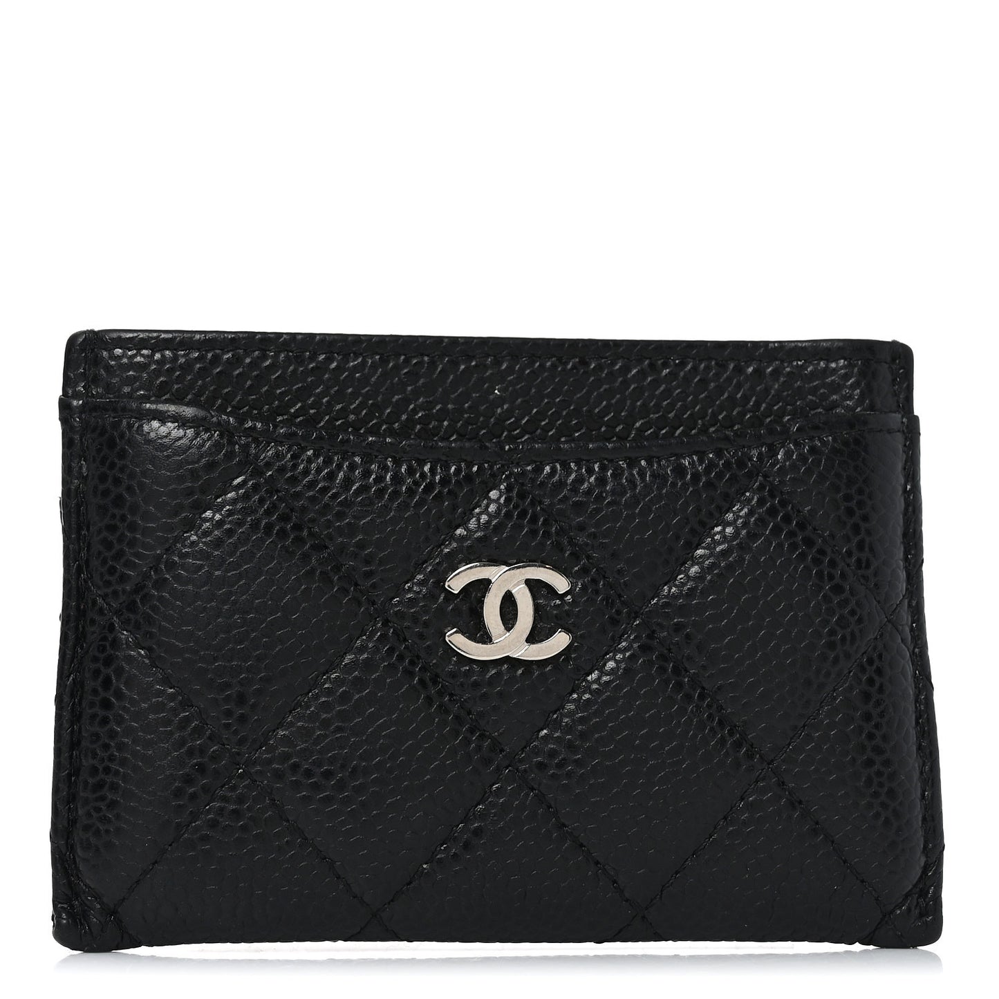 Caviar Quilted Card Holder Black
