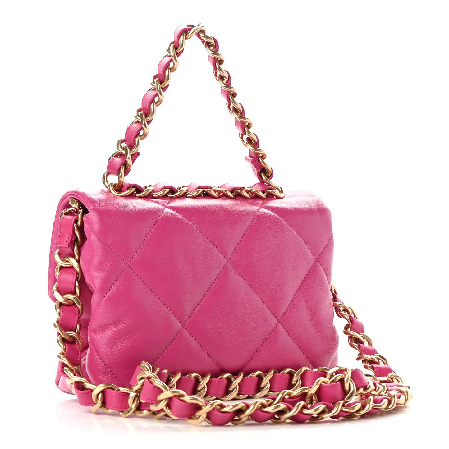 Lambskin Quilted Small Chain Top Handle Flap Pink