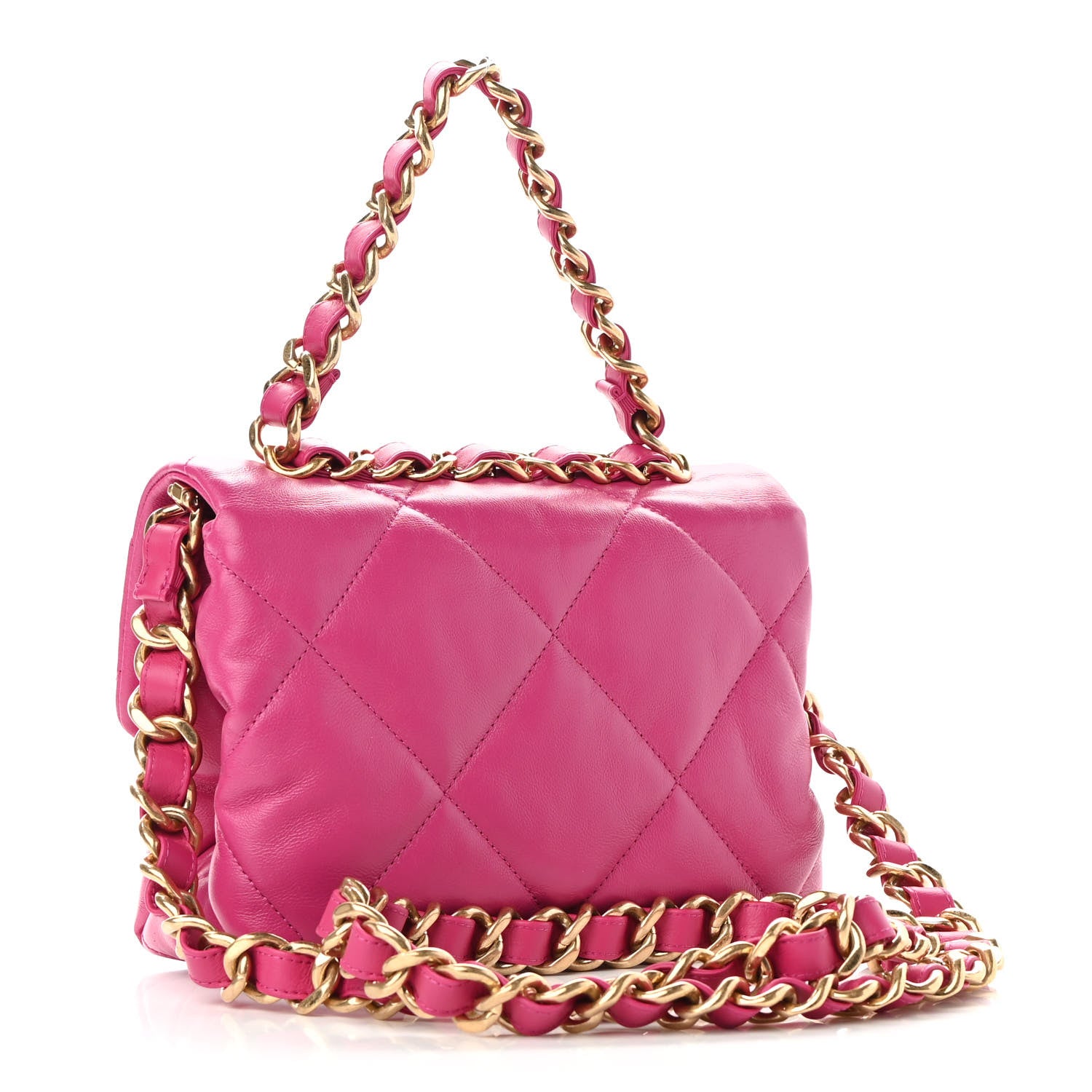 Chanel Lambskin Quilted Small Chain Top Handle Flap Pink 2 of 10