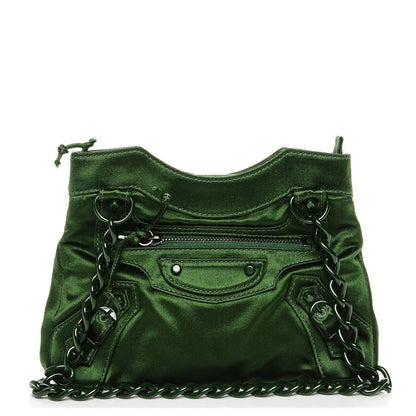 Balenciaga Satin Enamel Classique Chain Shoulder Bag Green 1 of 6