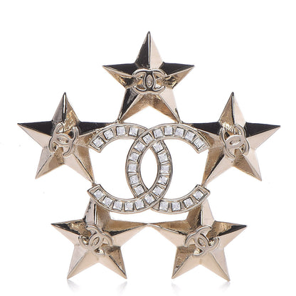 Chanel Baguette Crystal CC Star Brooch Gold 1 of 5