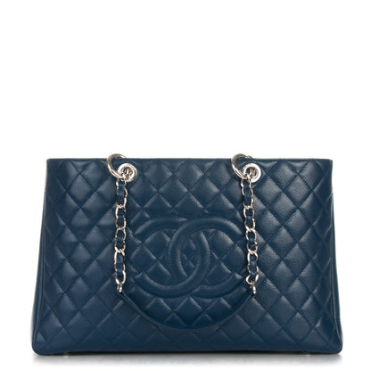 Chanel Caviar Quilted XL Grand Shopping Tote GST Navy Blue 1 of 7