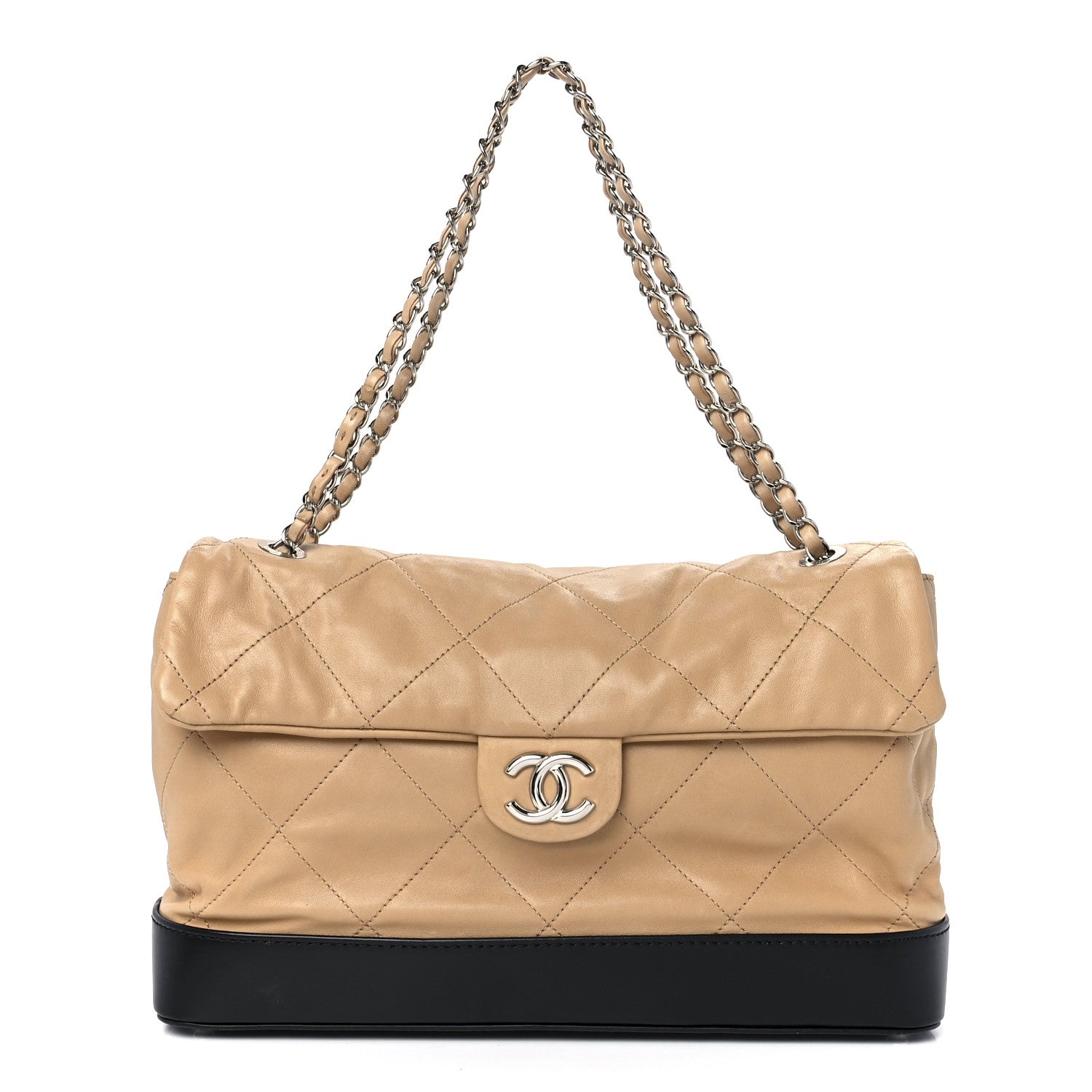 Chanel Calfskin Quilted VIP Flap Beige Black 1 of 11