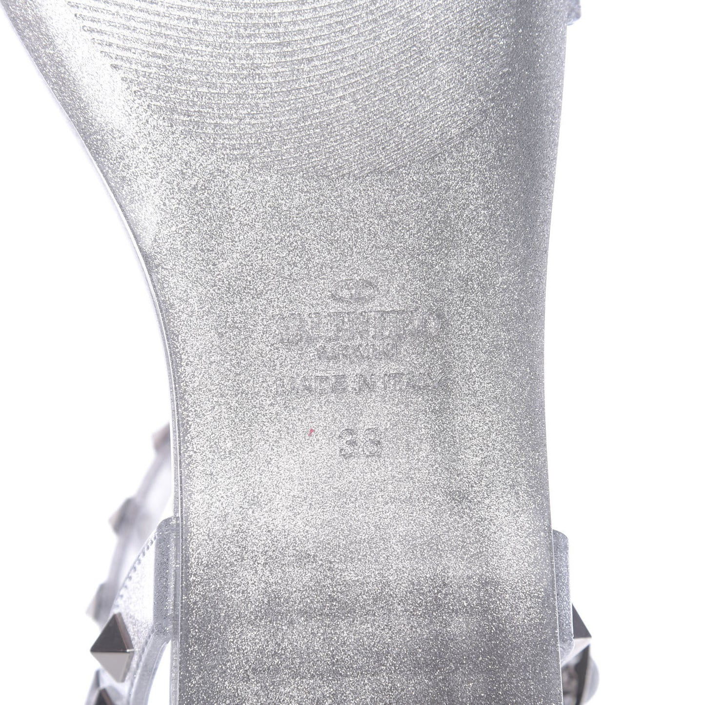 PVC Jelly Glitter Rockstud Caged Sandals 38 SIlver