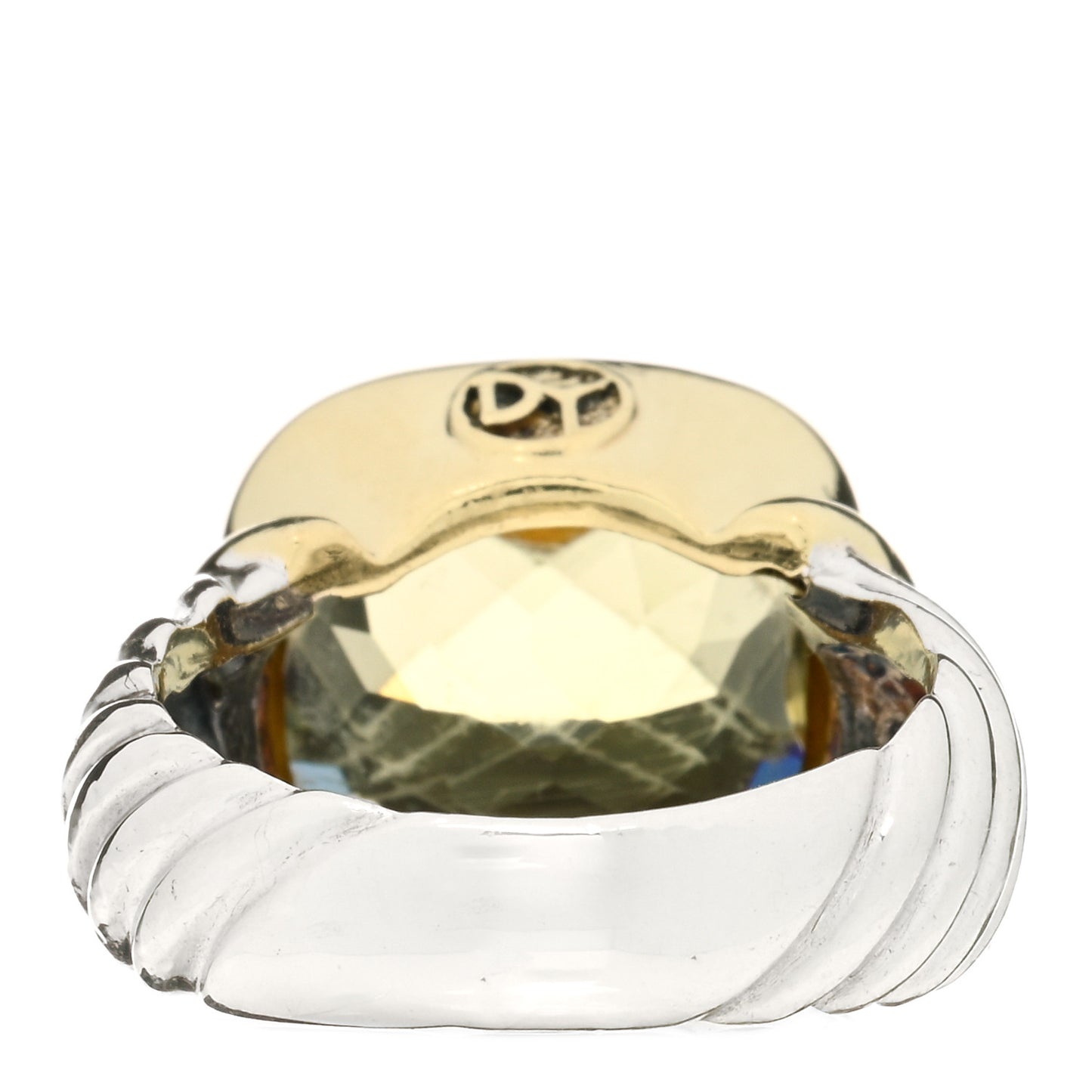 Sterling Silver 14K Yellow Gold Lemon Citrine 14mm Noblesse Ring 54 6.75