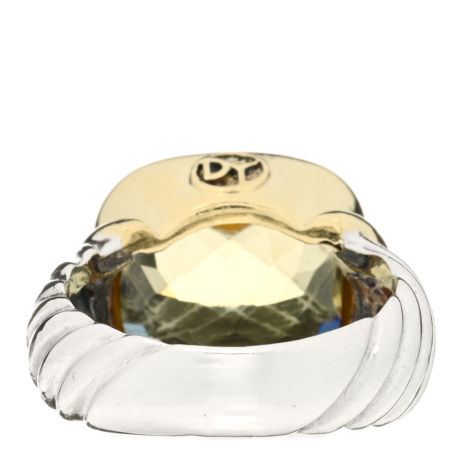 David Yurman Sterling Silver 14K Yellow Gold Lemon Citrine 14mm Noblesse Ring 54 6.75 3 of 4
