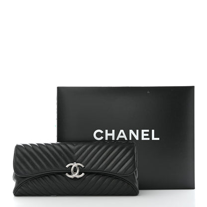 Chanel Lambskin Chevron Evening Clutch Black 13 of 13