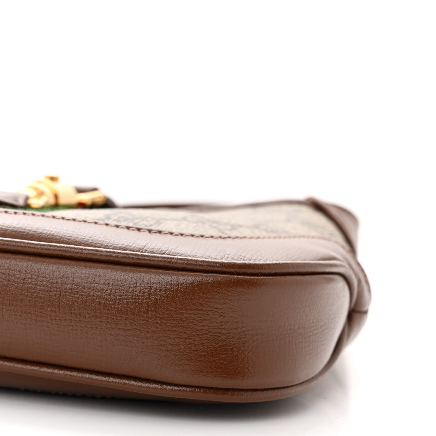 GG Supreme Monogram Azalea Calfskin Web Mini Jackie 1961 Hobo Beige Ebony Brown Sugar