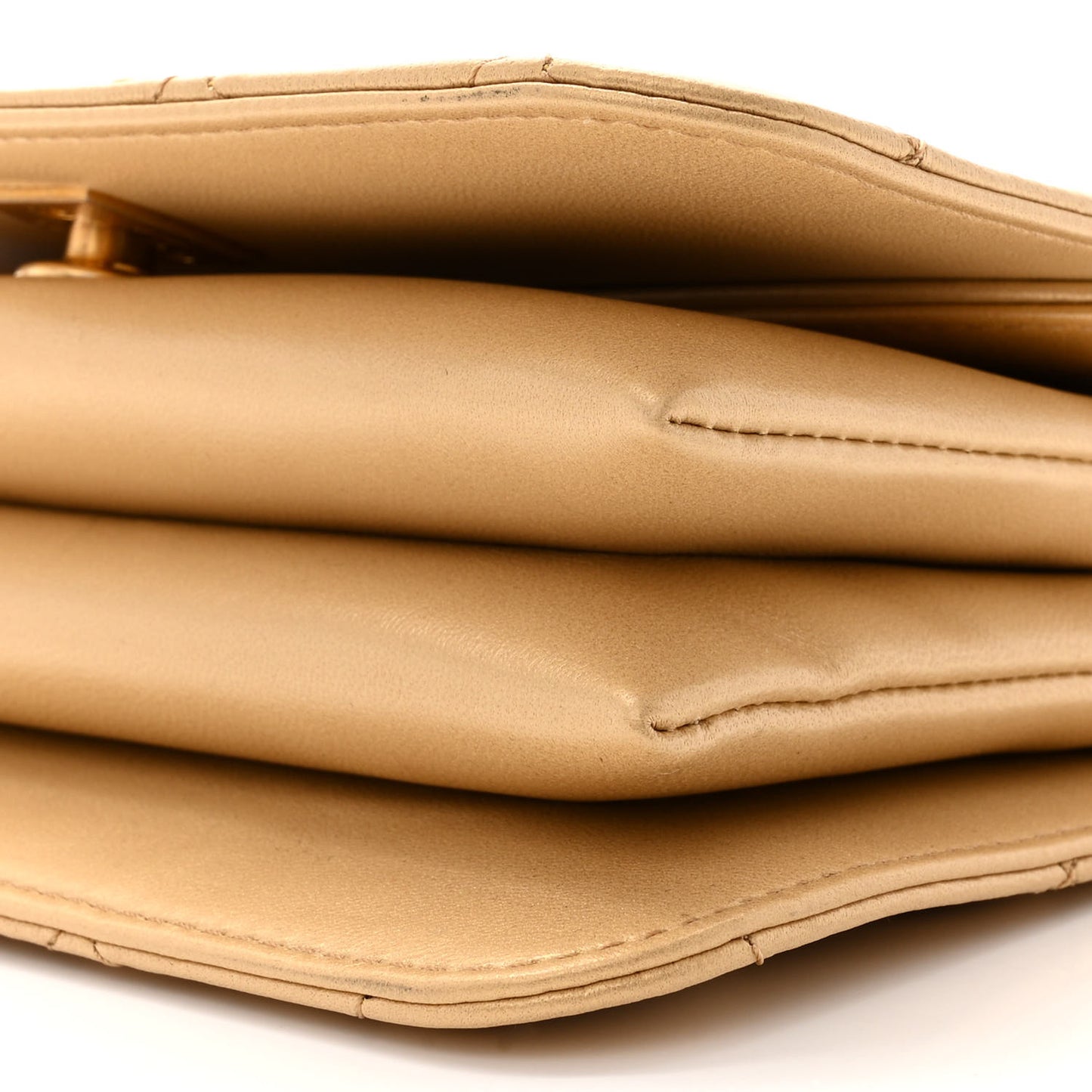 Metallic Lambskin Quilted Mini Top Handle Flap Gold