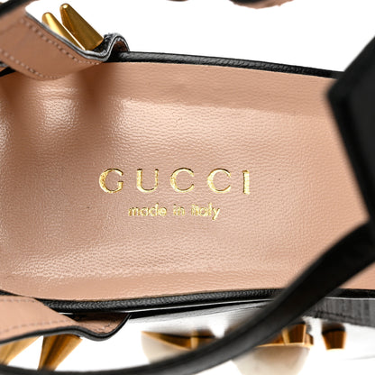 Gucci Kid Leather Studded Kendall Sandals 40.5 Black Gold 8 of 10
