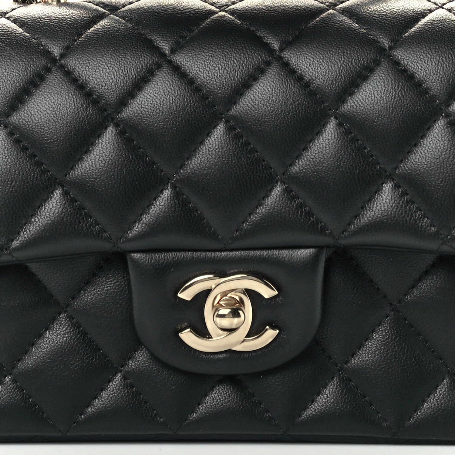 Chanel Lambskin Quilted Mini Top Handle Rectangular Flap Black 9 of 12