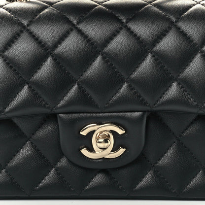 Chanel Lambskin Quilted Mini Top Handle Rectangular Flap Black 9 of 12