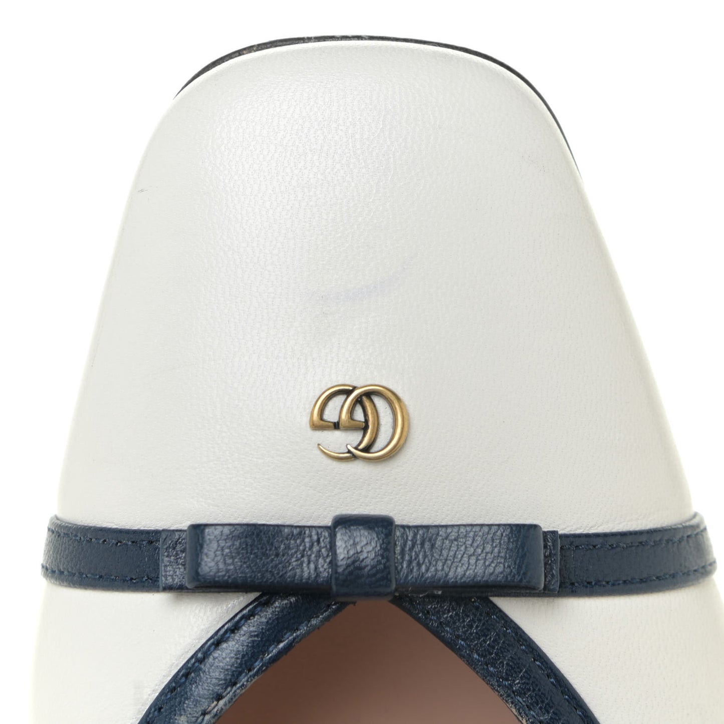 Malaga Kid Bow Bow Mid Heel Slingback Pumps 36.5 White Navy