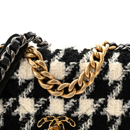 Chanel Tweed Quilted Medium Chanel 19 Flap Black Ecru White 8 of 10