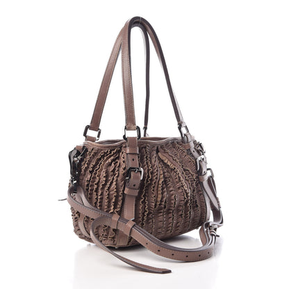 Burberry Calfskin Ruffled Medium Lowry Dark Taupe Pink 4 of 15