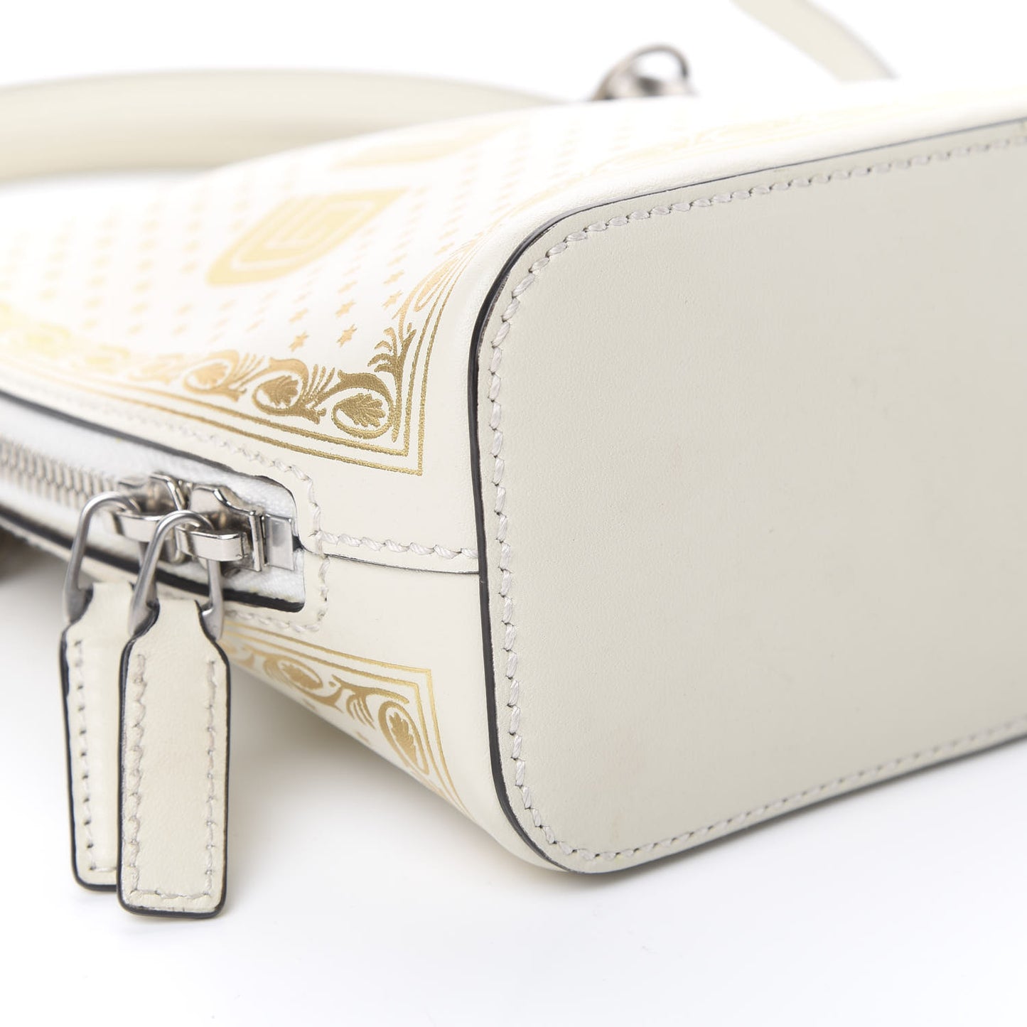 X SEGA Calfskin GUCCY Stars Mini Dome Shoulder Bag Mystic White Gold