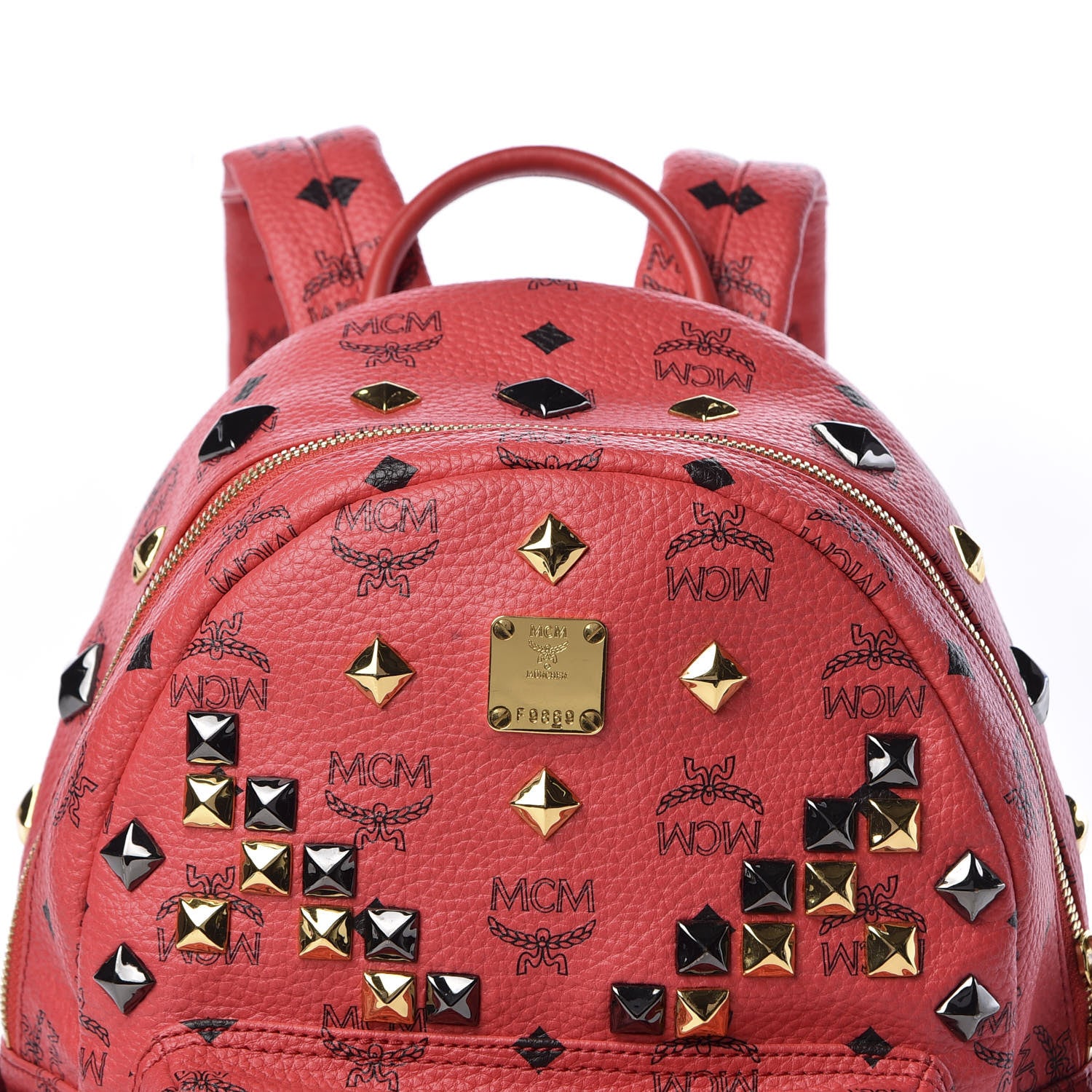 MCM Visetos Studded Small Stark Backpack Corail 8 of 8