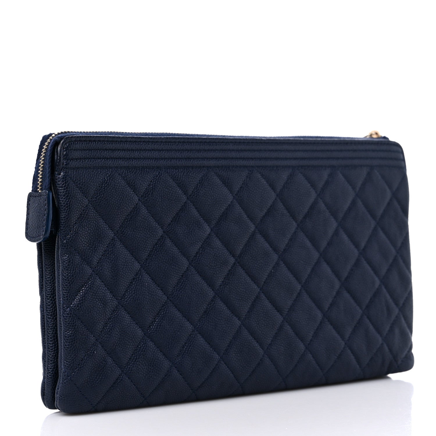 Chanel Caviar Quilted Small Zipped Boy Pouch Navy 3 of 10