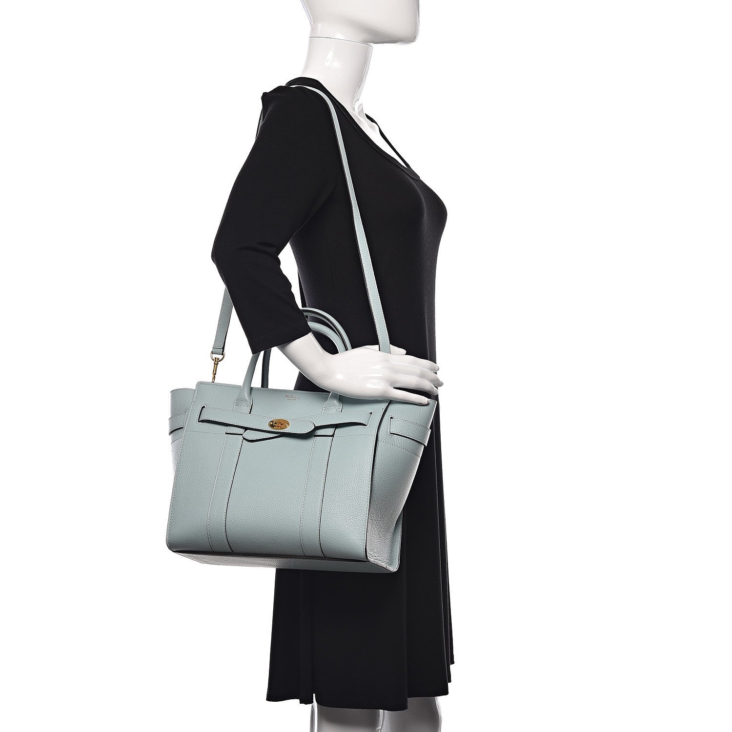 Mulberry Small Classic Grain Small Bayswater Zip Tote Light Antique Blue 2 of 12