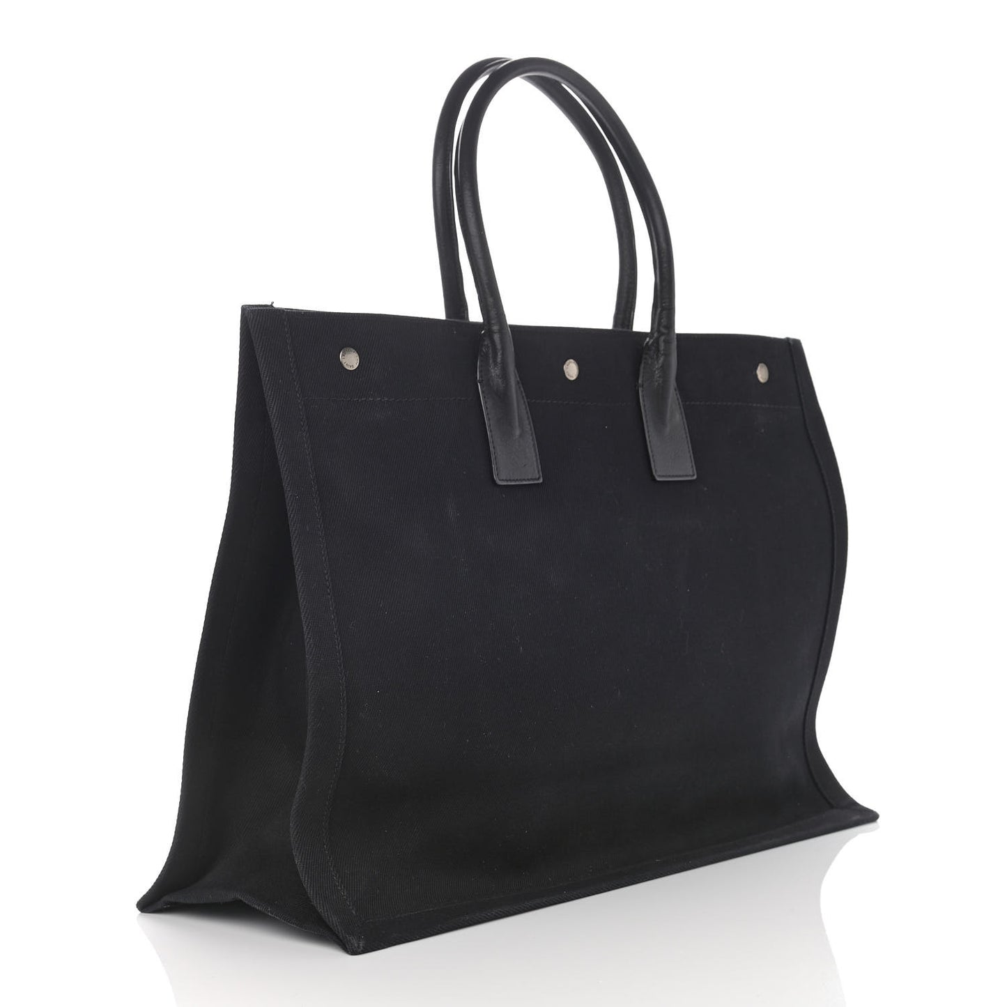 Linen Calfskin Rive Gauche Tote Black
