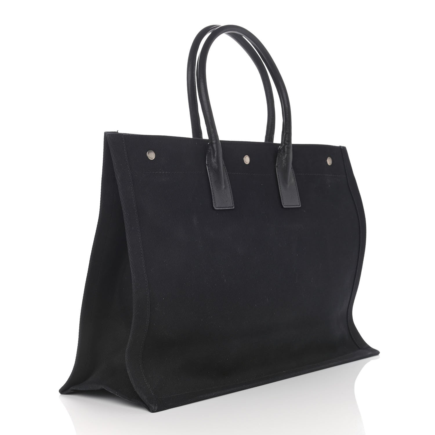 Saint Laurent Linen Calfskin Rive Gauche Tote Black 3 of 17