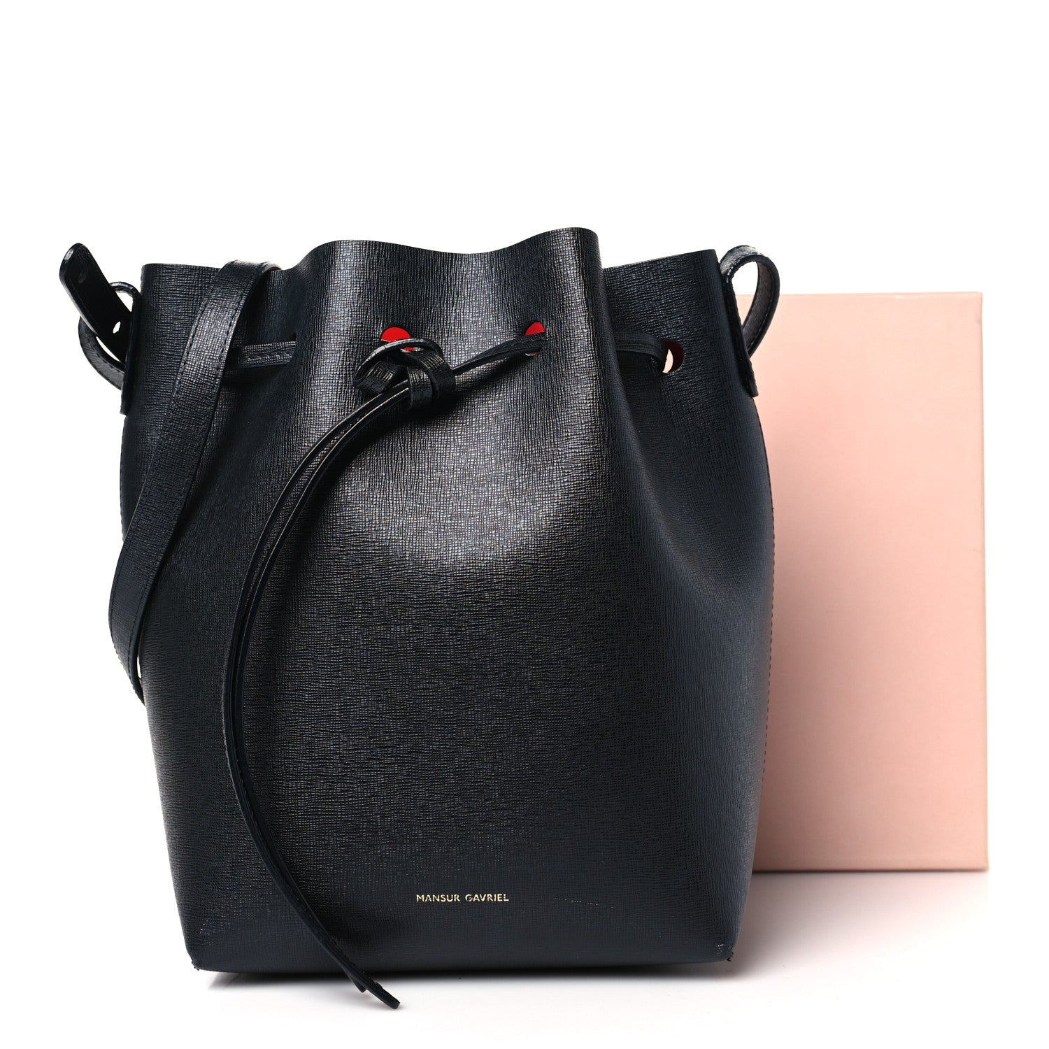 Mansur Gavriel Saffiano Mini Bucket Bag Black Flamma 13 of 13