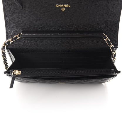 Chanel Caviar Quilted French New Wave Chain CC Wallet On Chain WOC Black 5 of 12