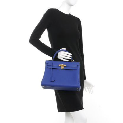 Hermes Togo Kelly Retourne 32 Bleu Electrique 2 of 35