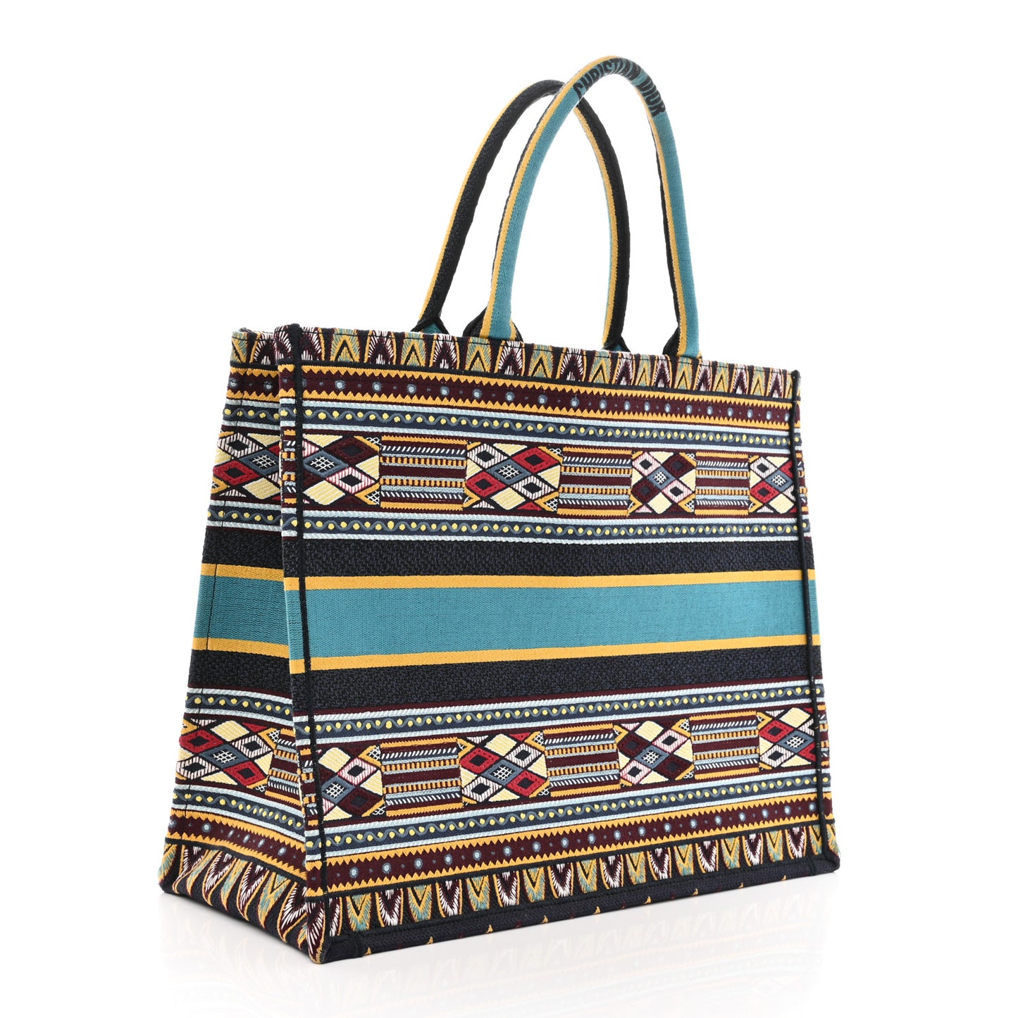 Canvas Embroidered Book Tote Blue Multicolor