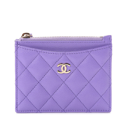 Chanel Caviar Quilted CC Zip Card Holder Purple 1 of 6