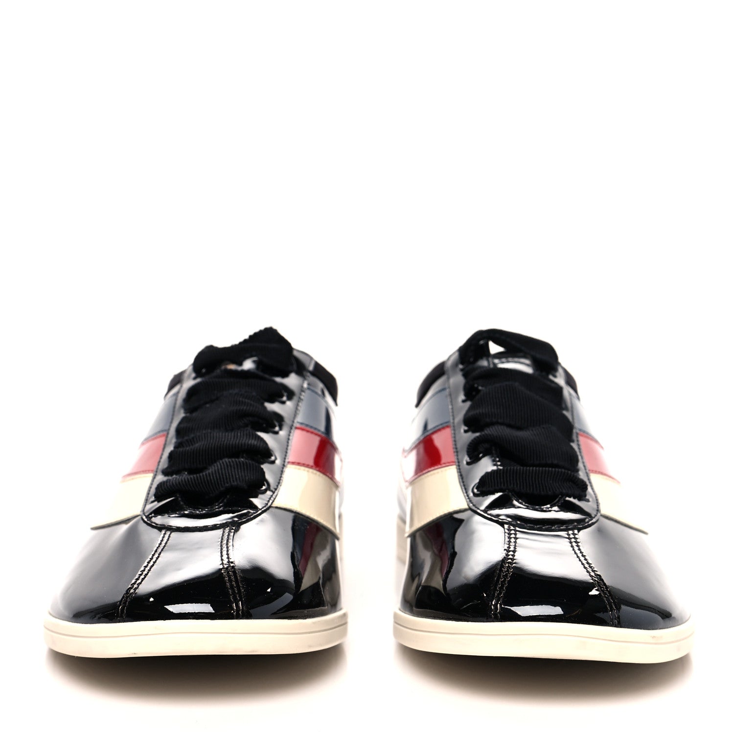 Gucci Patent Calfskin Mens Web Falacer Sneakers 10.5 Black 2 of 8