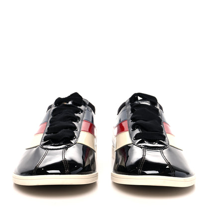 Gucci Patent Calfskin Mens Web Falacer Sneakers 10.5 Black 2 of 8