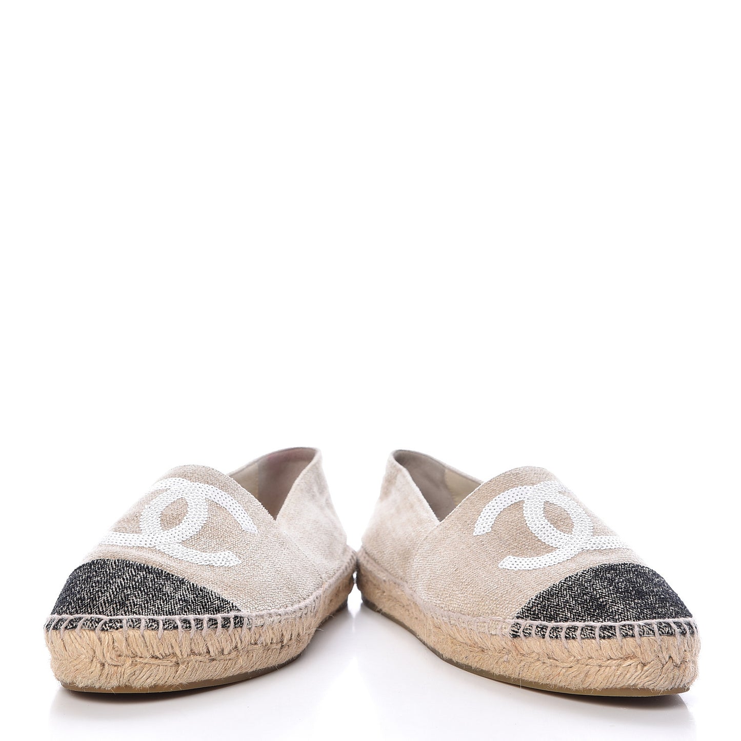 Toile Sequin CC Espadrilles 39 Beige Black