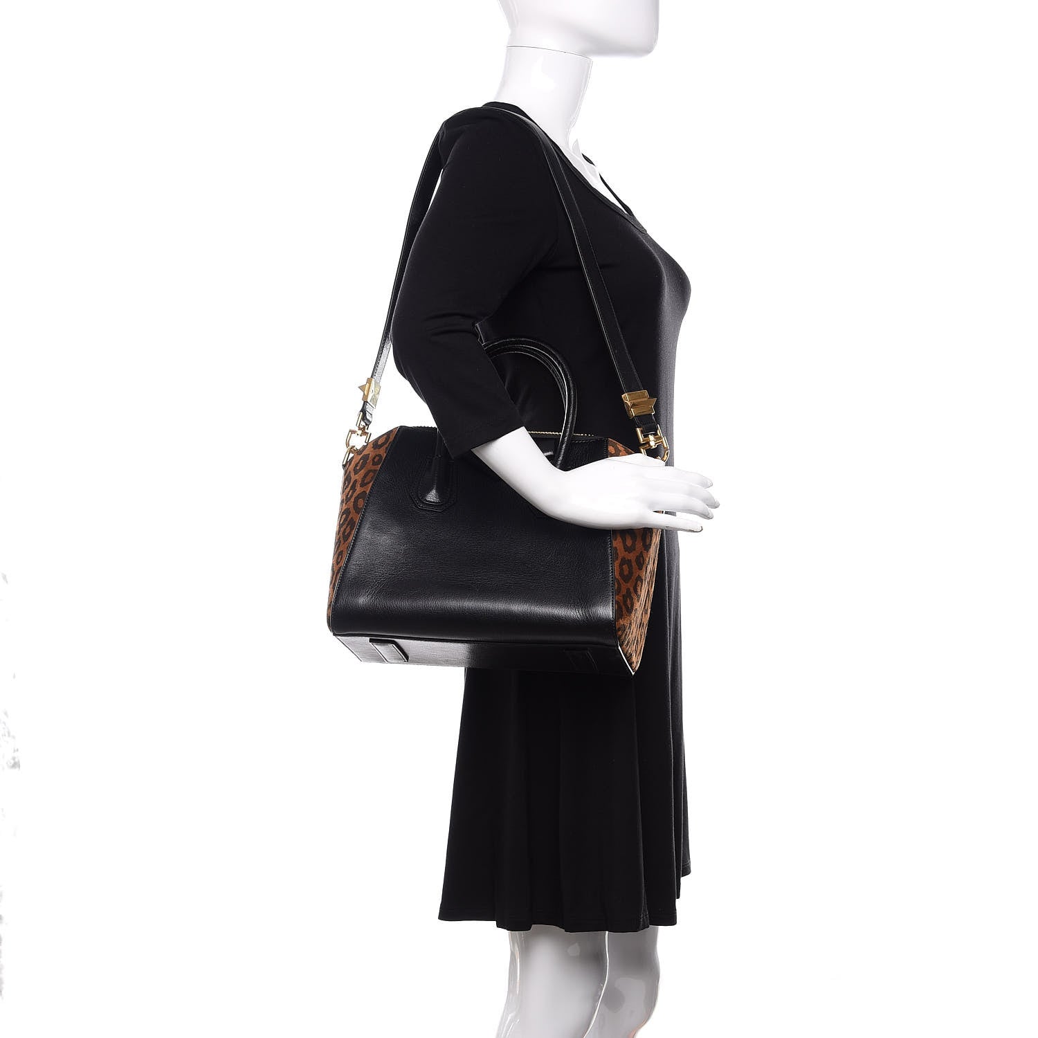 Givenchy Suede Goatskin Leopard Small Antigona Black Chestnut 3 of 11