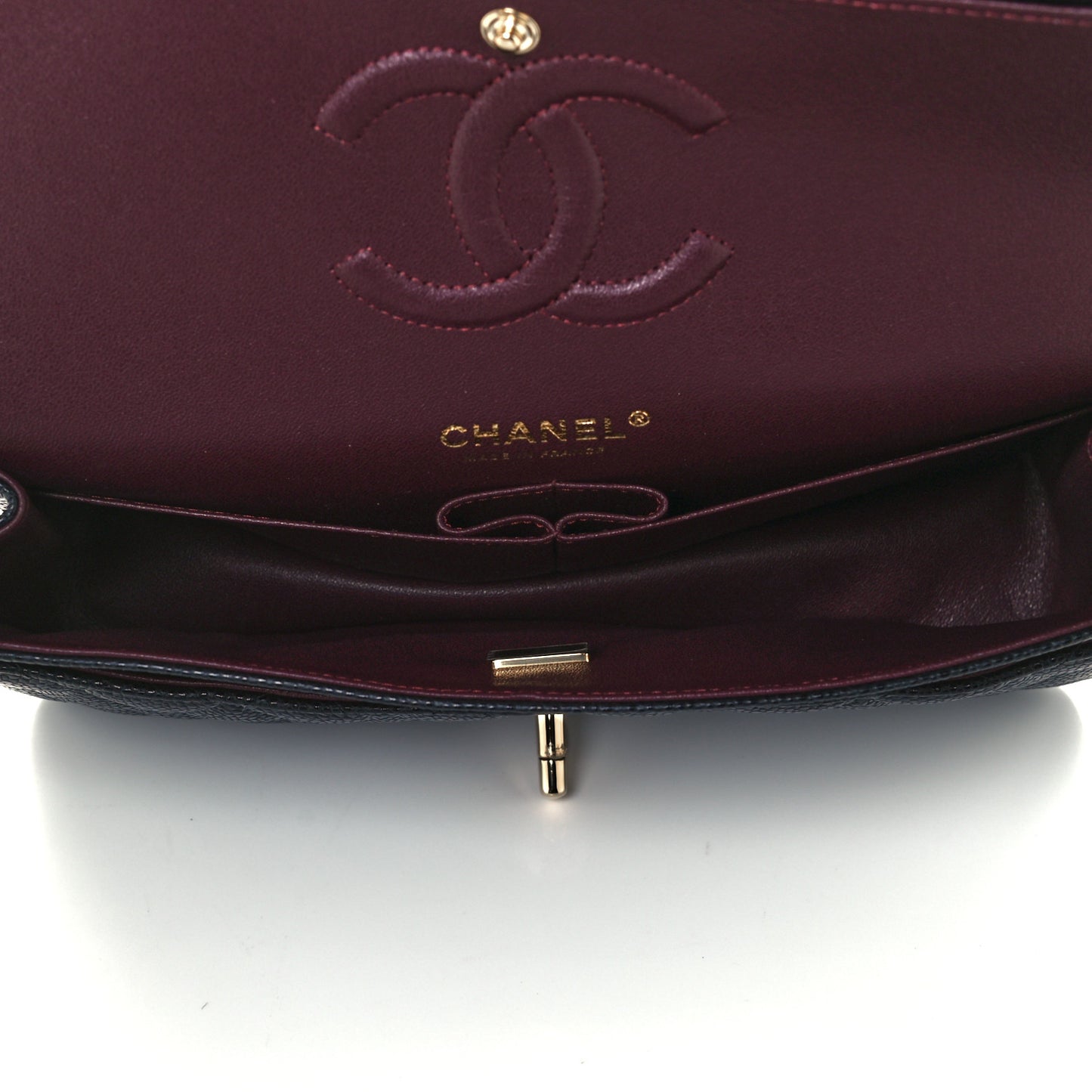 Caviar Quilted Medium Double Flap Black