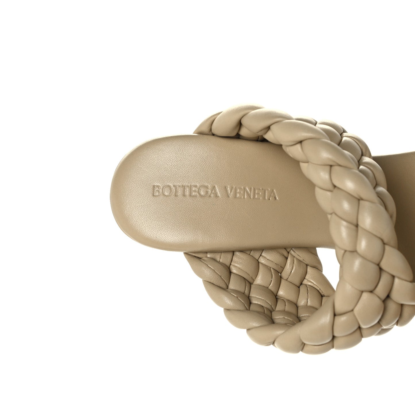 Nappa Twisted Padded Intrecciato Curve Slide Sandals 40 Tapioca