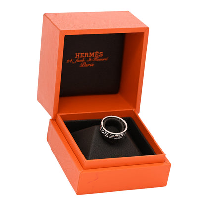 Hermes 18K White Gold Diamond Kilim H Band Ring 48 4.5 6 of 6