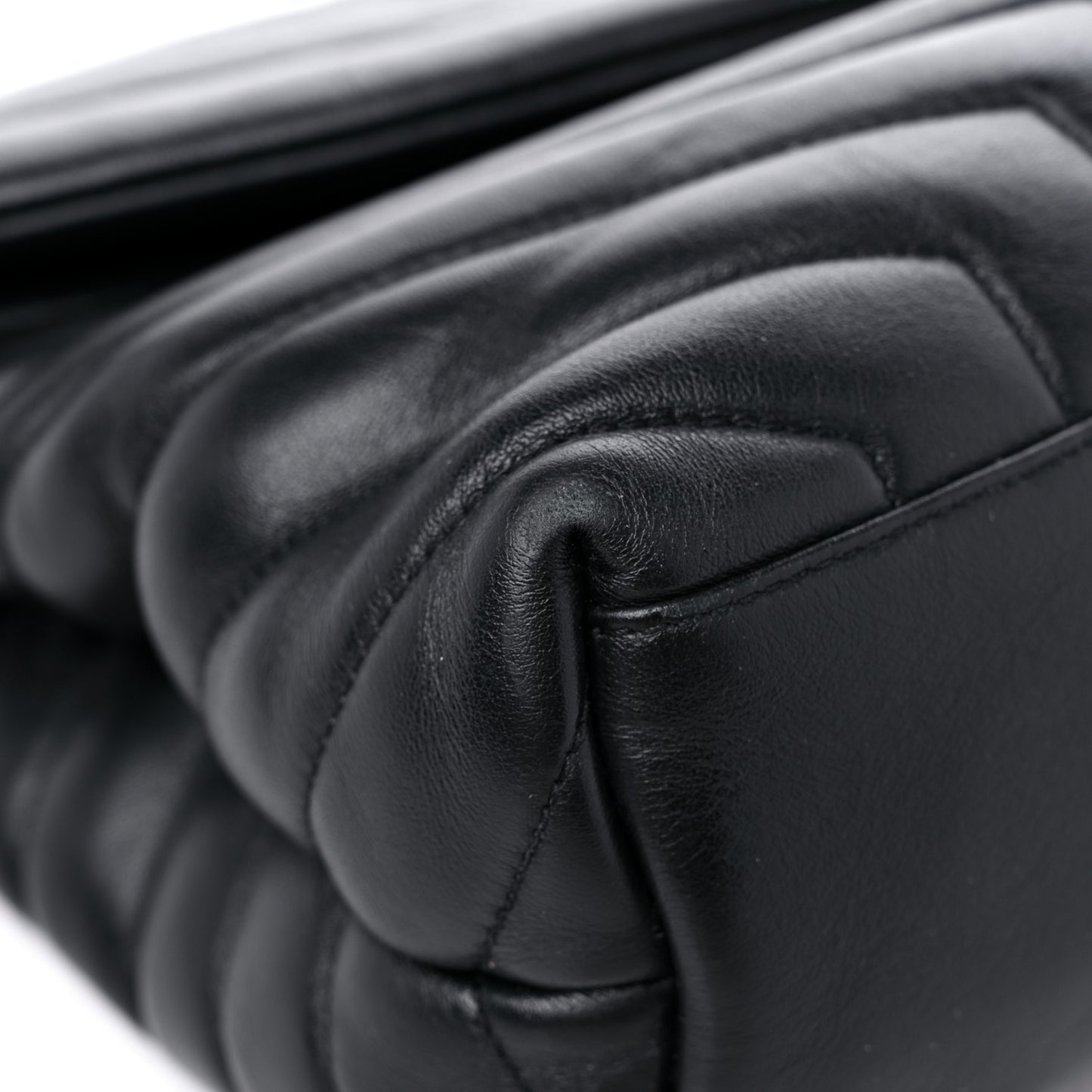 Calfskin Y Quilted Monogram Medium Loulou Chain Satchel Black