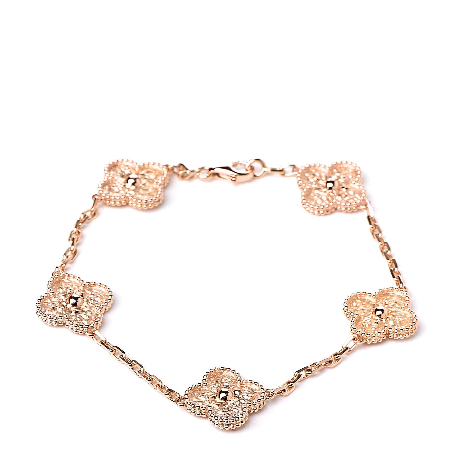 Van Cleef & Arpels 18K Rose Gold 5 Motifs Vintage Alhambra Bracelet 1 of 7