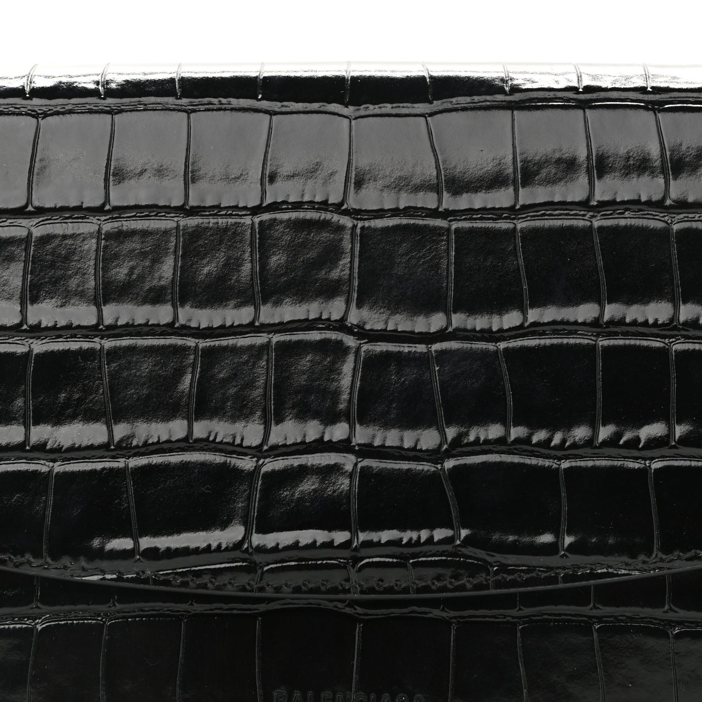 Shiny Calfskin Crocodile Embossed Ghost Sling Bag Black