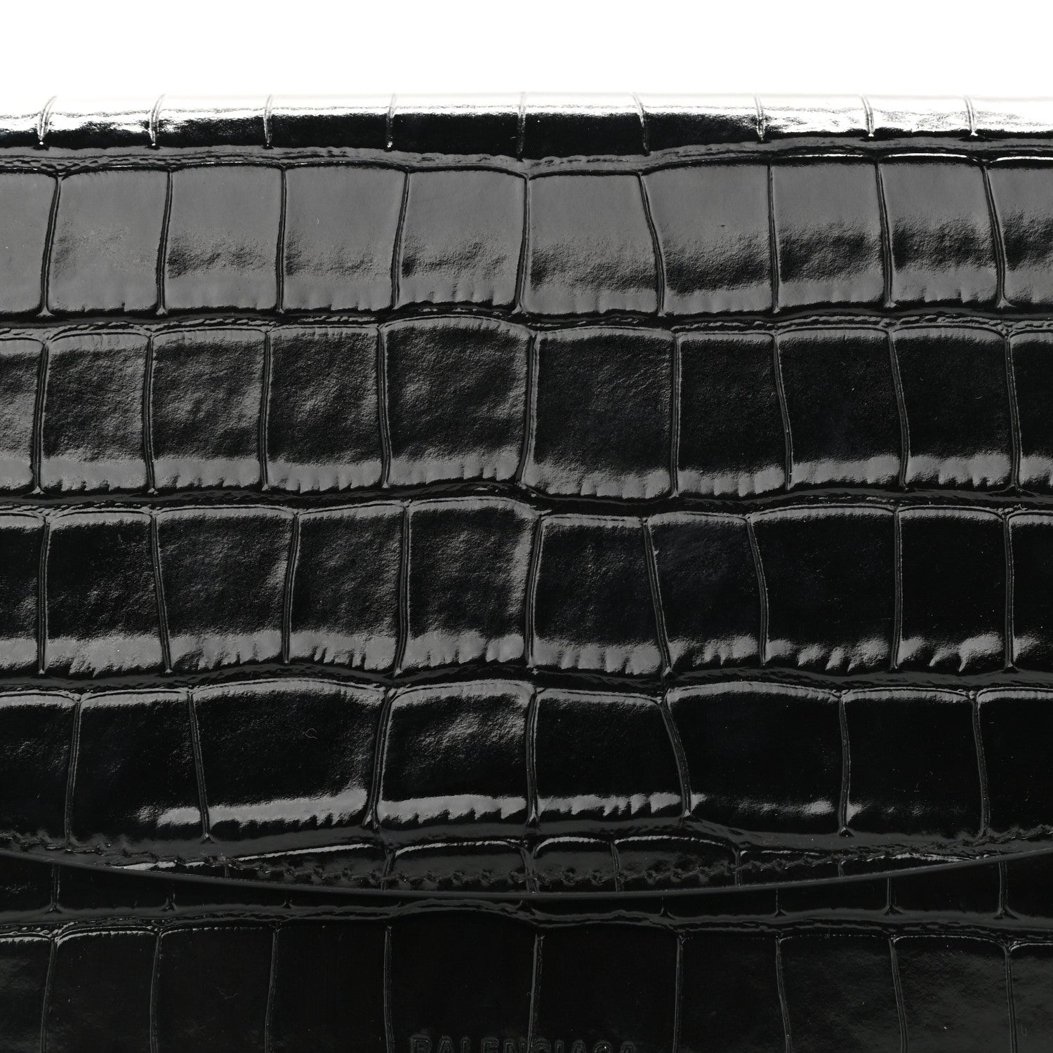 Balenciaga Shiny Calfskin Crocodile Embossed Ghost Sling Bag Black 8 of 11