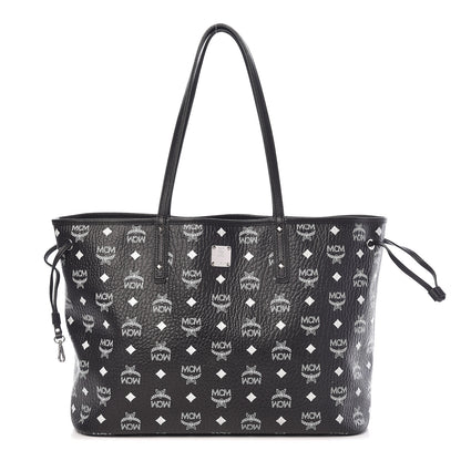 MCM Visetos Medium Reversible Shopper Tote Black 4 of 22