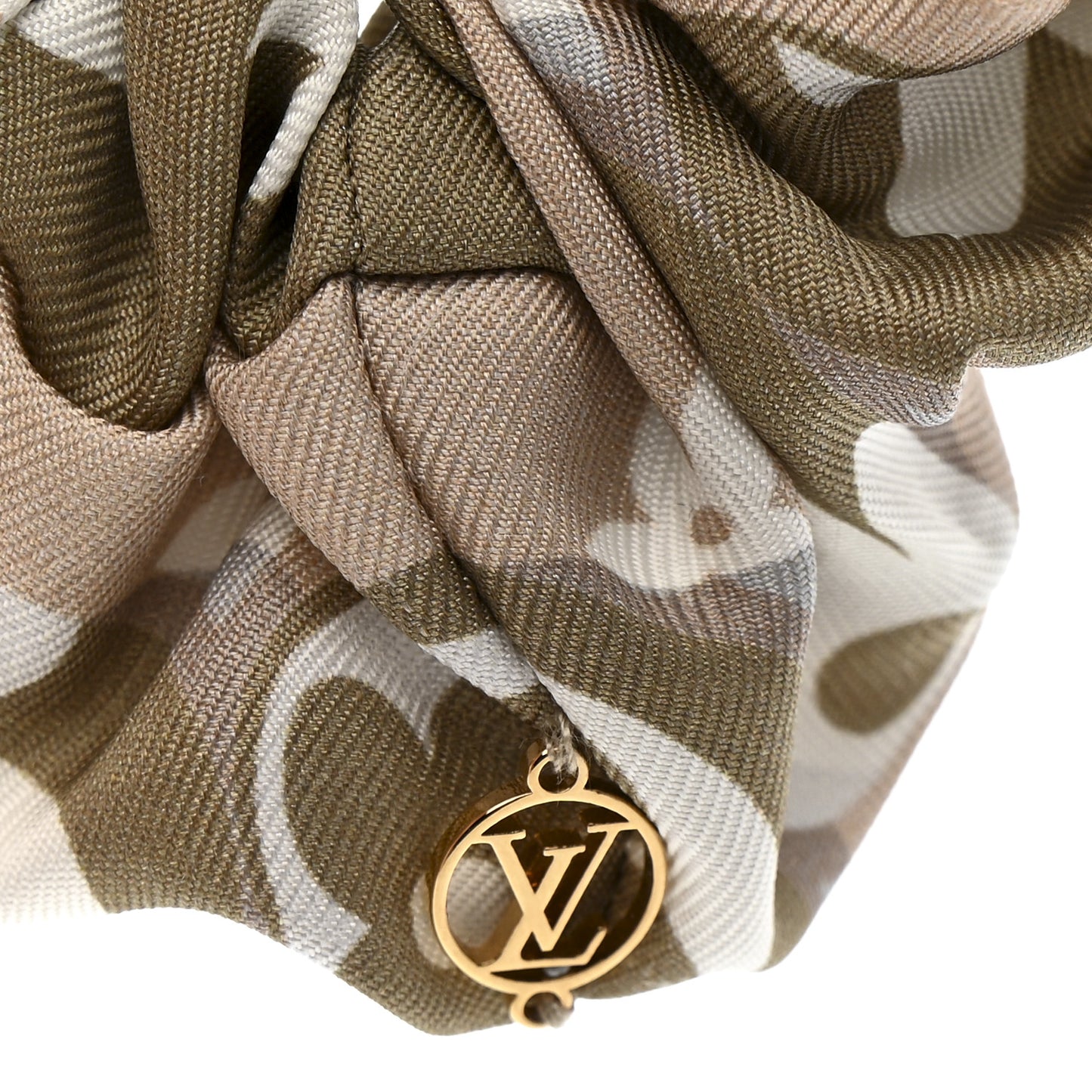 Silk Monogram Marbles Scrunchy Set Pink Khaki Beige