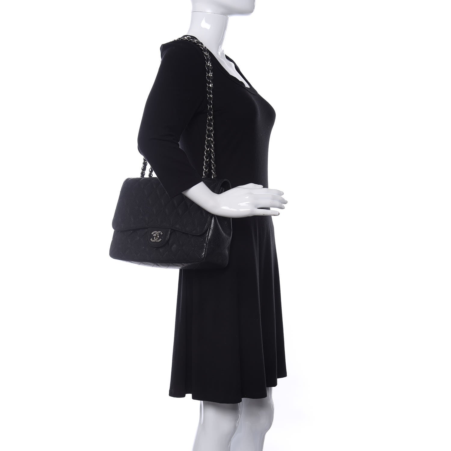 Chanel Caviar Quilted Jumbo Single Flap Black 2 of 11