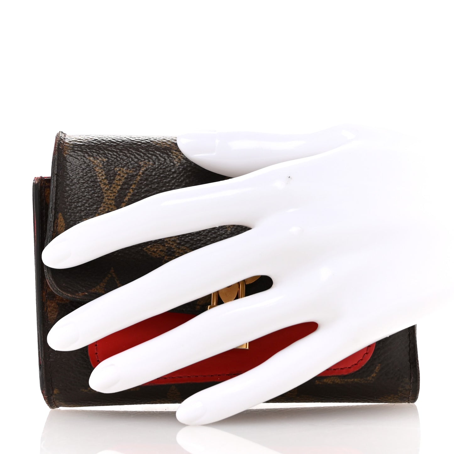 Monogram Flower Lock Compact Wallet Coquelicot