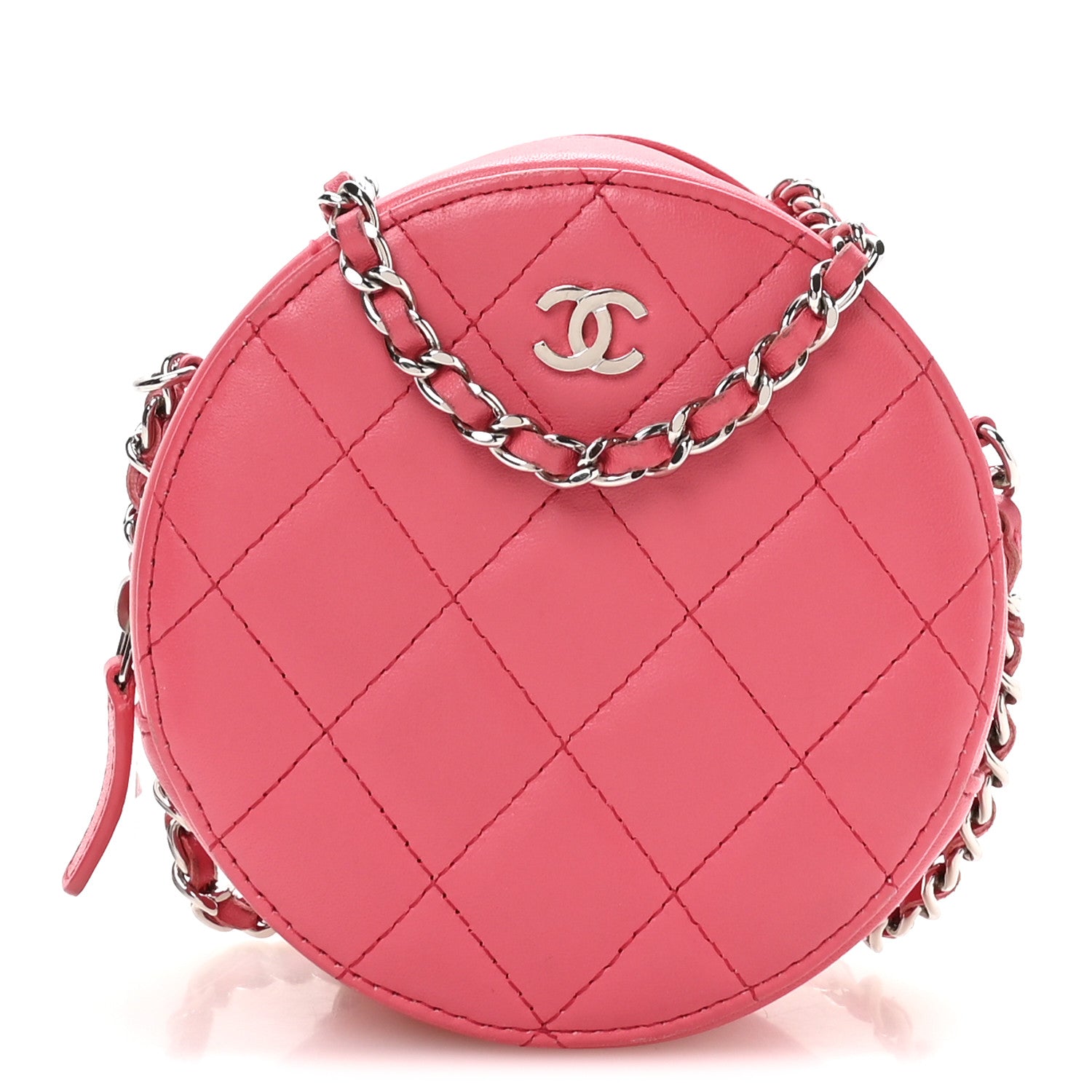 Chanel Lambskin Quilted Round Clutch With Chain Pink 1 of 10